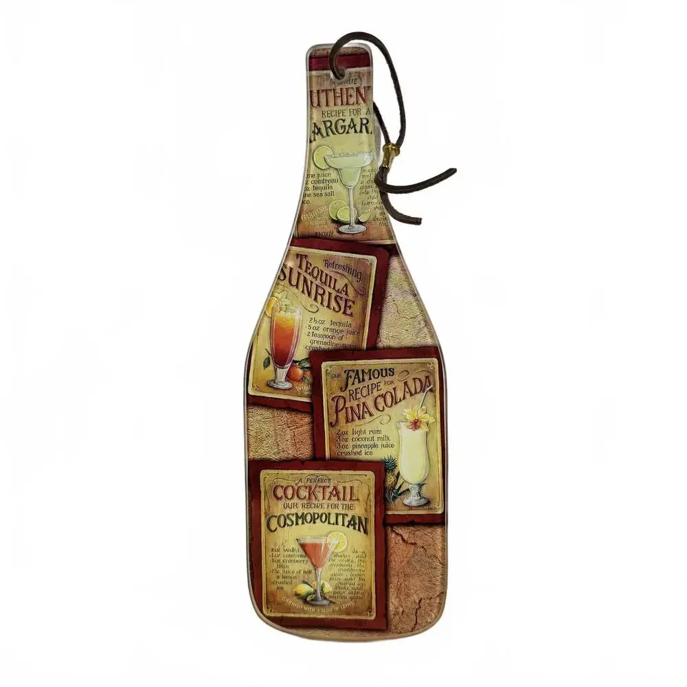 Wine‎ Shaped Glass Cheese Board Trivet Hot Plate Tequila Sunrise Pina Colada